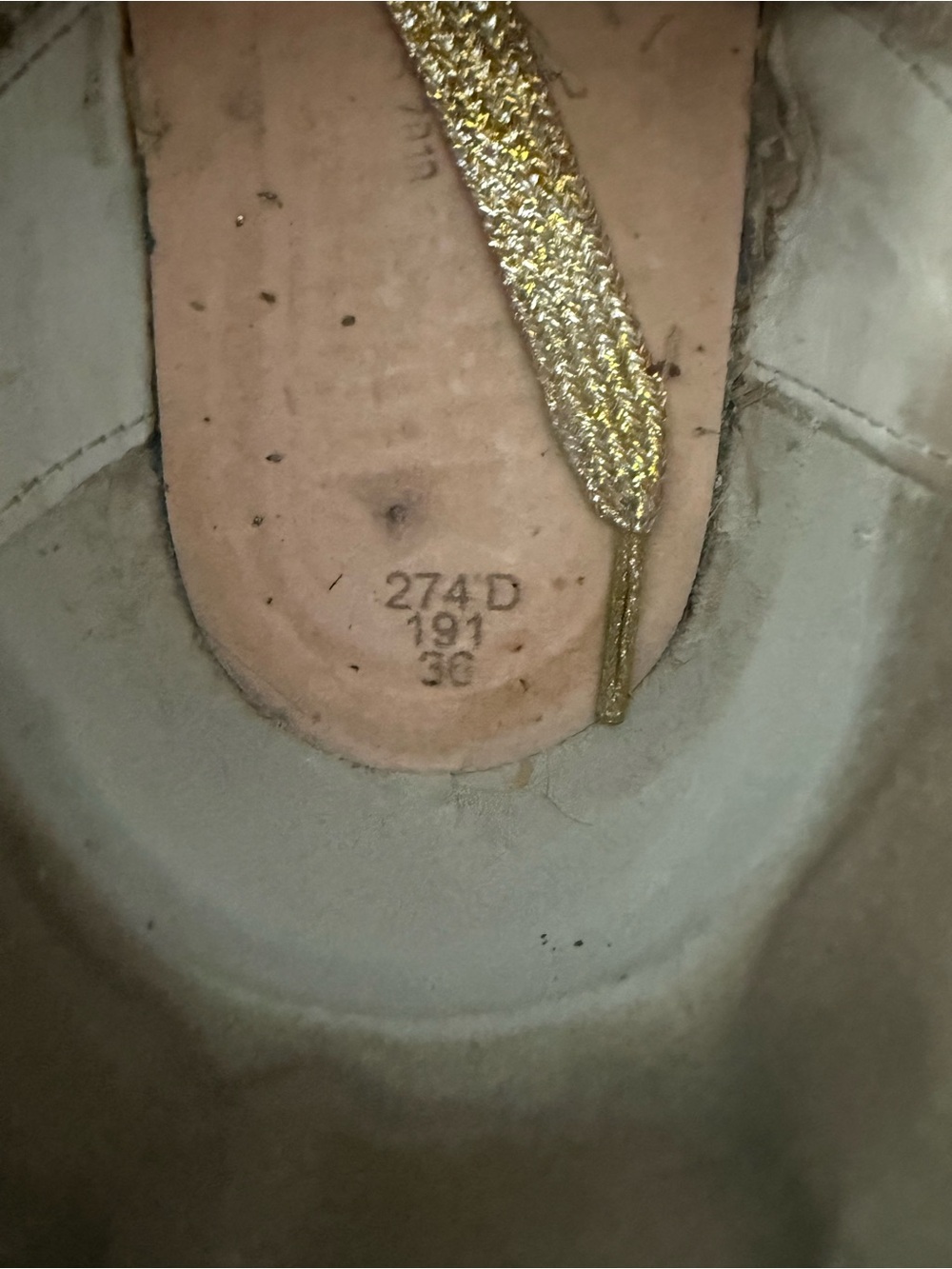 Golden Goose Beige Canvas Sneakers with Gold Glitter Star and Green Heel - Picture 7 of 7
